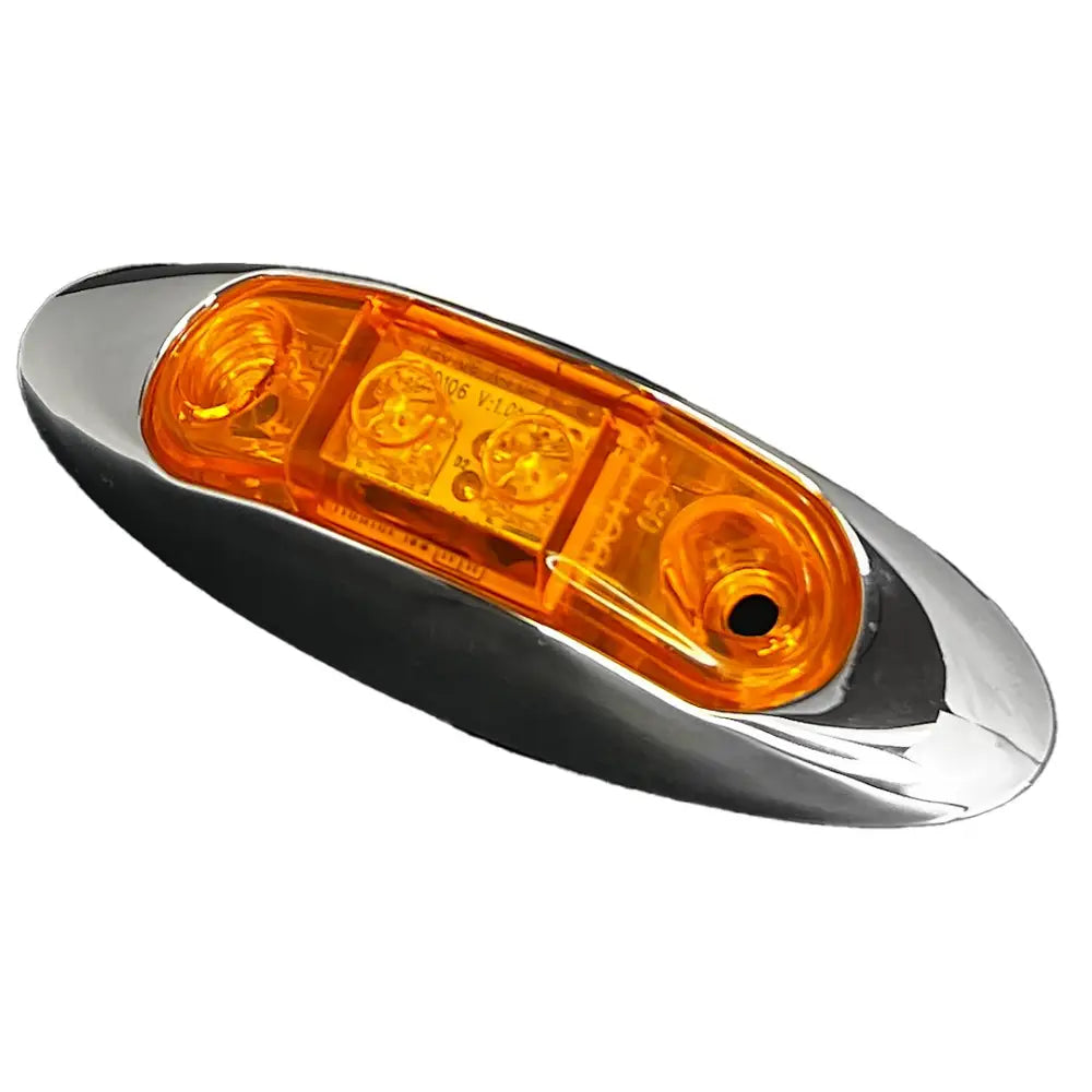 RV Designer Meets DOT Lighting Requirements Trailer Light L931 - Chrome Amber Oblong Bezel Led MA