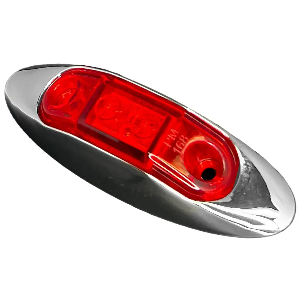 RV Designer Meets DOT Lighting Requirements Trailer Light L933 - Red Chrome Oblong Bezel Led Mark