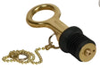 S-0206C Whitecap 1' Aluminum Bailer Plug - Screw with attached brass chain designed for boats and watercraft.