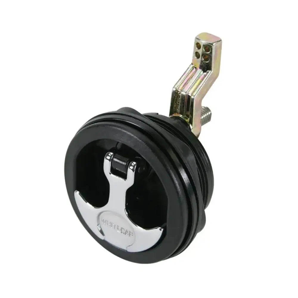 S-0230BC Whitecap T-Handle with black body and chrome handle for secure closure in boat hatches, toolboxes, and industrial equipment.
