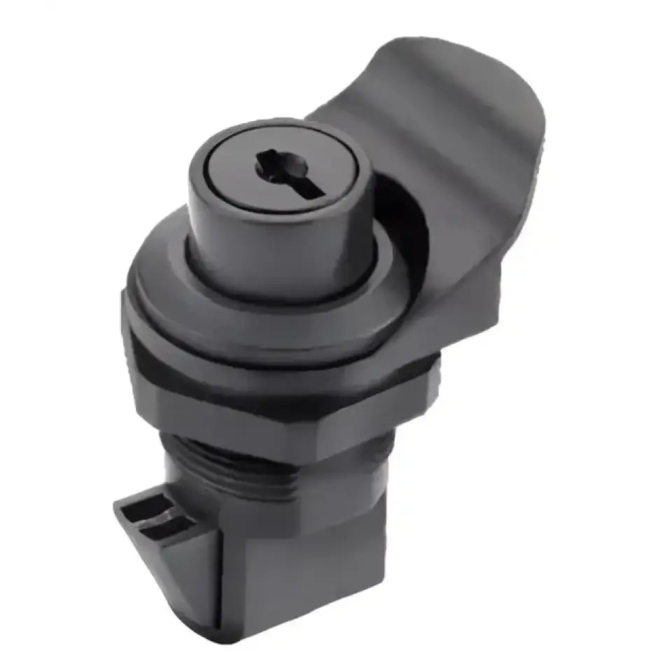 S-0232C Whitecap Black Glove Box Latch (Locking), durable and sleek locking mechanism for boats and RVs, easy installation and reliable performance.