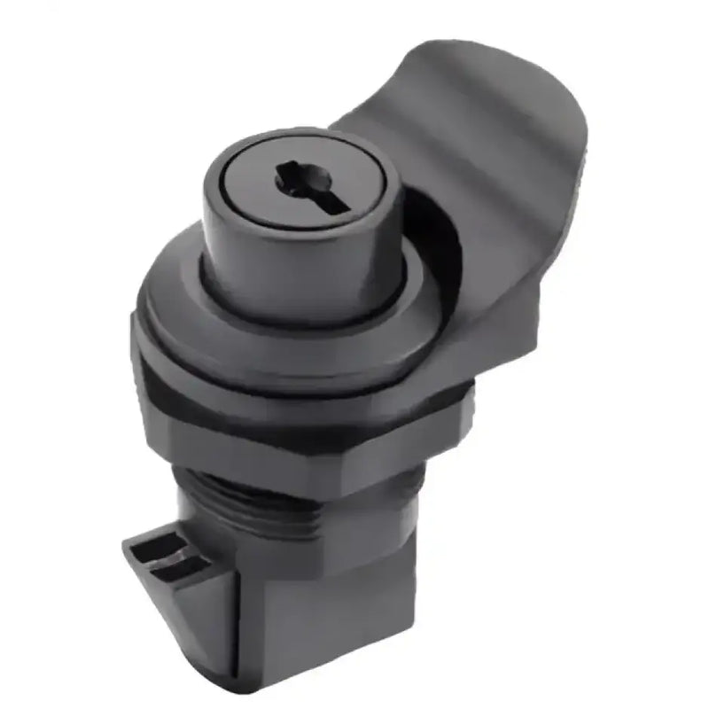 S-0232C Whitecap Black Glove Box Latch (Locking), durable and sleek locking mechanism for boats and RVs, easy installation and reliable performance.