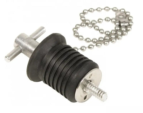 S-0289C Whitecap 1’ A1 Screw Type W/ 8’ Chain - Boat Drain Plug