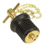 S-0293C Whitecap 1' Brass Bailer Plug with Twist Design and 8' Chain for Boats