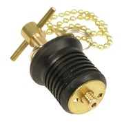 S-0293C Whitecap 1' Brass Bailer Plug with Twist Design and 8' Chain for Boats