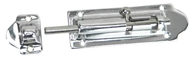 S-0586C Whitecap C.P. Brass Barrel Bolt 4" for securing doors, windows, and cabinets, high-quality corrosion-resistant brass hardware.