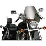 Compact and streamlined S-06 Spitfire windshield with smoke tint and black hardware for 7/8" & 1" handlebars, ideal for RV, automotive, powersports, off-road, marine, exterior, truck accessories, interior, truck bed, RV parts, Powersports, Exterior, Exterior Parts & Accessories, AVADA - Best Sellers