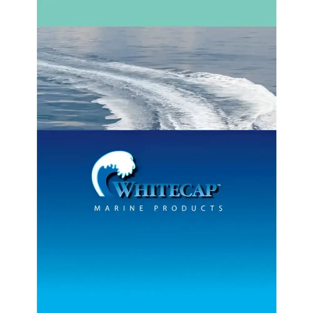 Whitecap marine products logo over ocean backdrop.