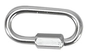 S-1551P Whitecap 3/16 Z.P. Steel Quick Link in zinc-plated steel, showcasing oval shape and threaded closure. Perfect for secure rigging and outdoor use.