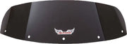 Dark tinted S-192-6DS motorcycle windshield with logo and mounting holes for replacement