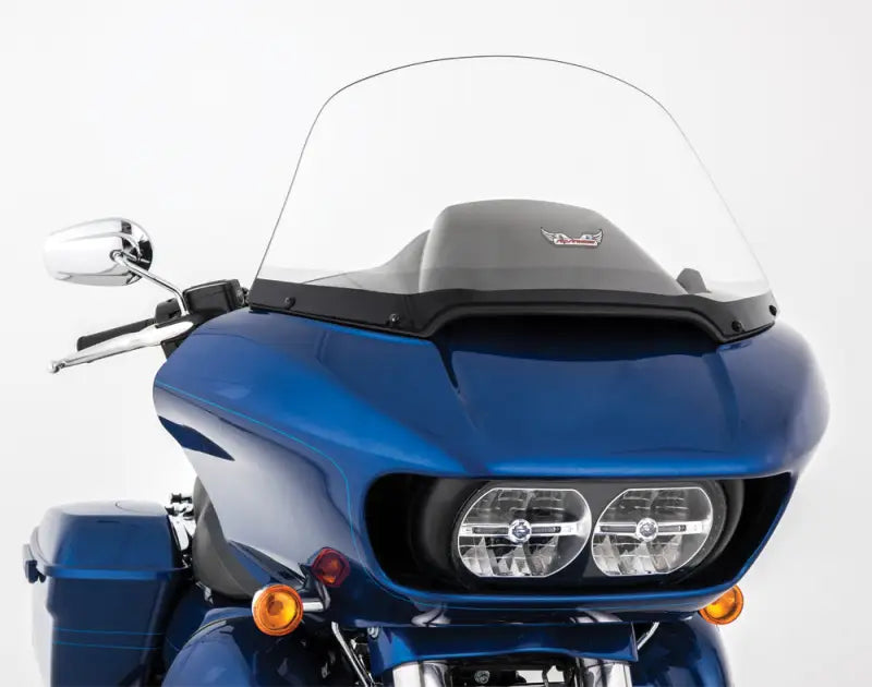 Blue motorcycle with clear s-236-16 replacement windshield, perfect RV parts & accessories