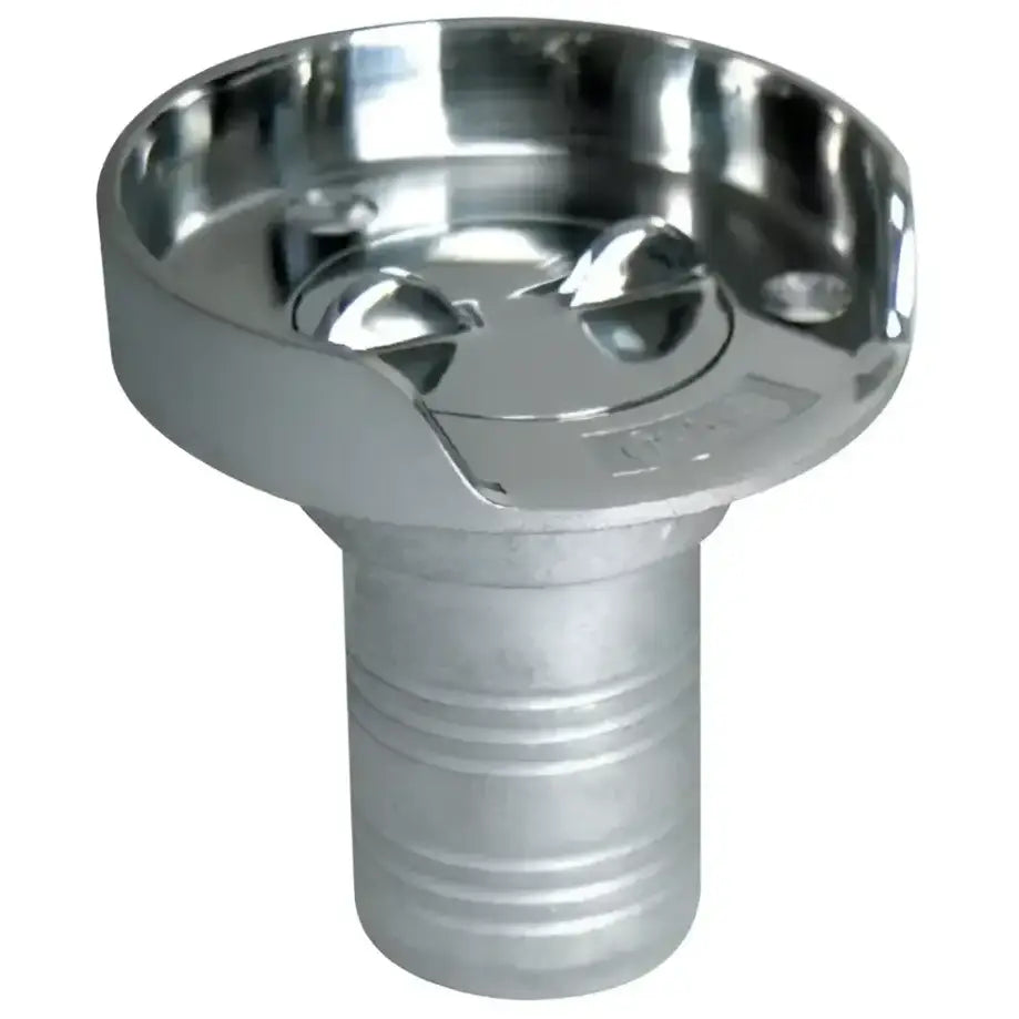 S-7021C Whitecap C.P. Zamac 1-1/2" Hose Deck Fill, marine deck fill, durable Zamac, corrosion-resistant, screw-on cap, secure fastening, wide compatibility, functional design, suitable for boat owners.