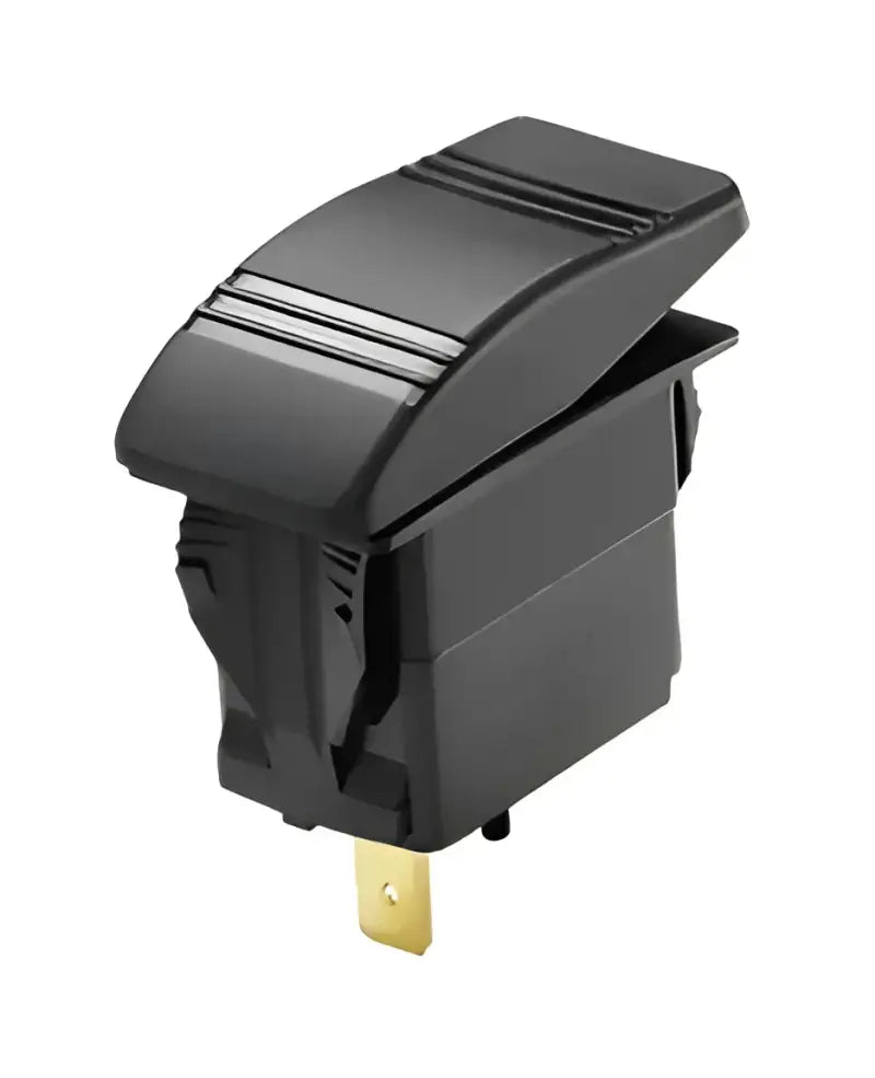 S-7067C Whitecap Illuminated Contura Style Rocker Switch, sleek and modern design, black color, side view.