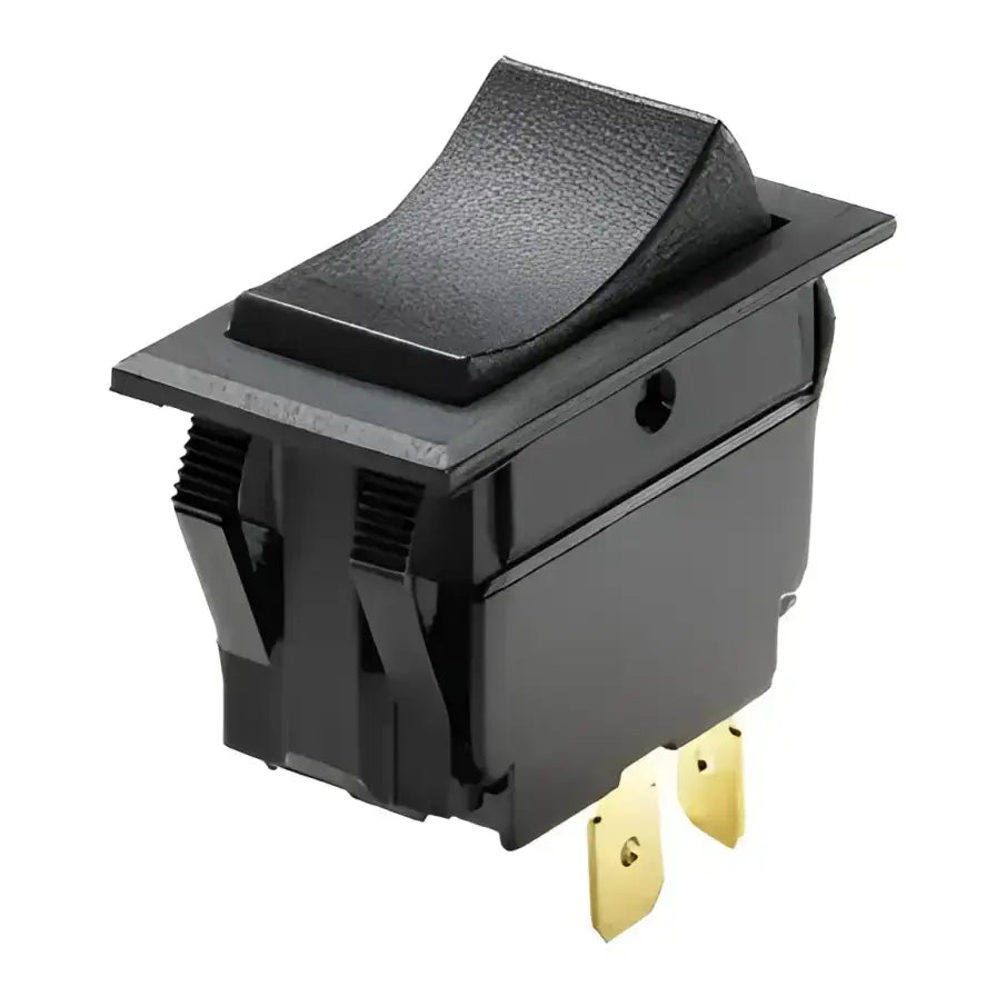 S-8051C Whitecap Black Rocker Switch (On/Off) - Durable marine and automotive electrical switch with sleek whitecap design and easy on/off control.