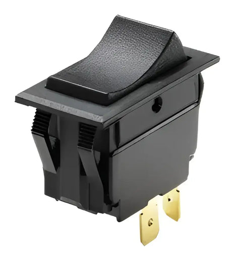 S-8057C Whitecap Illuminated Rocker Switch (On/Off), sleek black design, versatile, ideal for marine, automotive, and industrial applications.