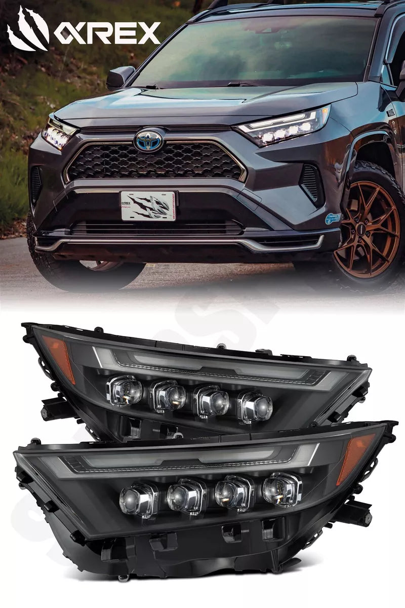 AlphaRex 19-23 Toyota RAV4 (High Trim) NOVA LED Projector Headlights Black - 880870