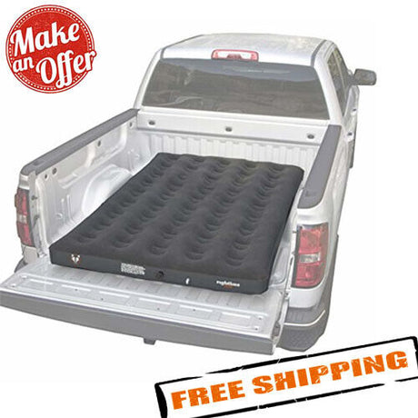 Rightline 110M60 Mid Size Air Mattress set up in truck bed for versatile and comfortable outdoor sleeping experience.