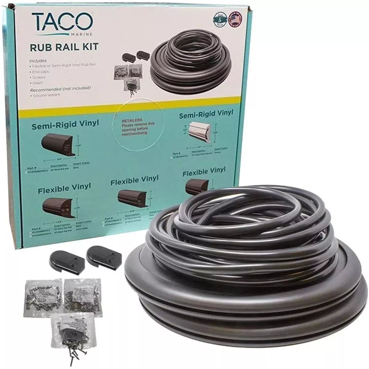 V11-3426BBK70-2 Taco Metals Flexible Rub Rail Kit Black W/ Bla