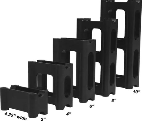 Graduated black plastic riser block for Pol Adjust pivot style setup