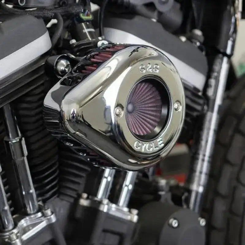 Chrome motorcycle air filter from S&S Cycle Stealth Air Stinger for XL Models