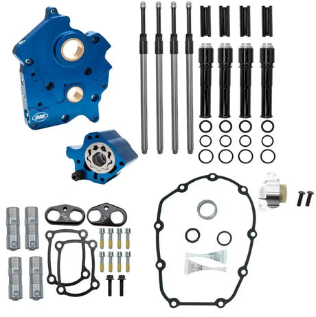 S&S Cycle 2017+ M8 Oil Cooled Models Cam Chest Kit w/o Cam - Black Pushrod Tubes & Chain Tensioner - S&S Cycle