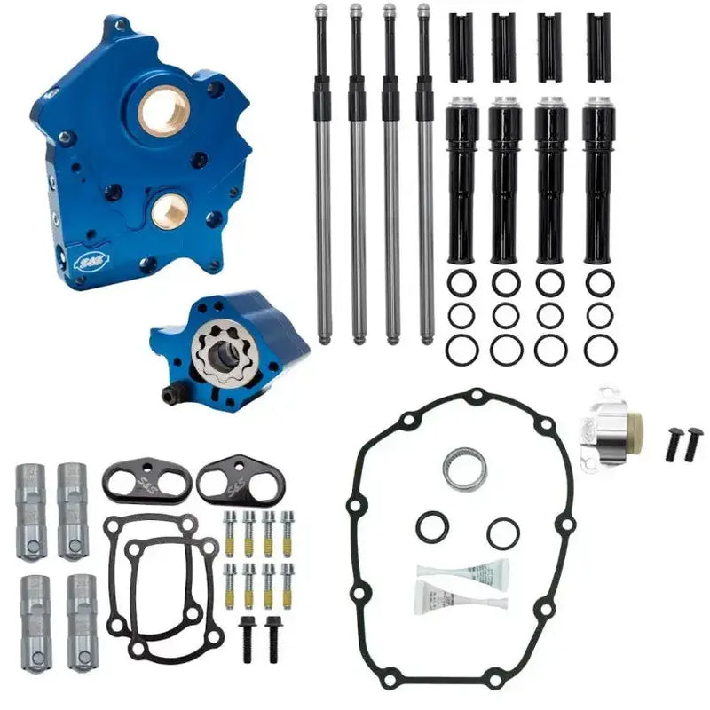 S&S Cycle 2017+ M8 Oil Cooled Models Cam Chest Kit w/o Cam - Black Pushrod Tubes & Chain Tensioner - S&S Cycle