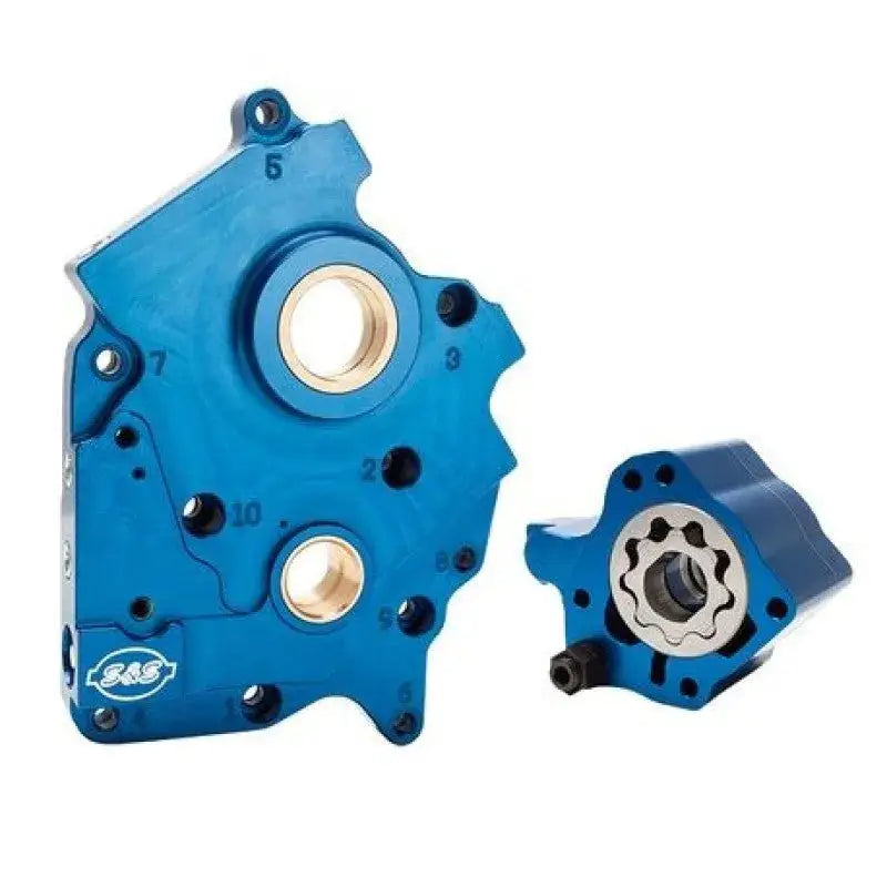 S&S Cycle 2017+ M8 Oil Cooled Models Oil Pump & Cam Plate Kit - Blue Components