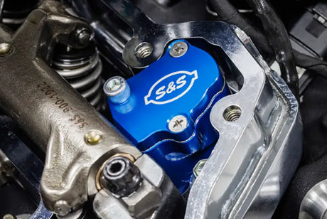 Blue S&S cycle M8 models billet head breather kit part for motorcycle customization