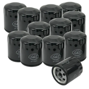 S&S Cycle Sportster/Evolution Models Black Oil Filters - 12 Pack for motorcycles, high-quality construction, enhanced filtration, easy installation.