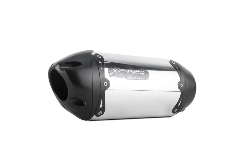 Chrome motorcycle exhaust pipe with black end caps for S1r Black Series Slip On Alum Kaw