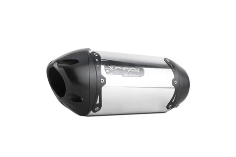 Chrome motorcycle exhaust pipe with black end caps for S1r Black Series Slip On Alum Kaw