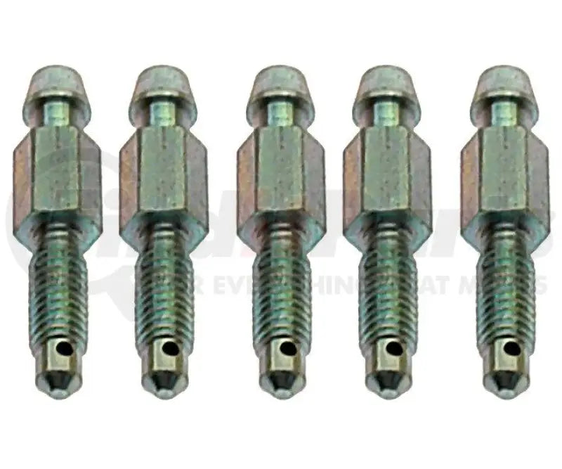 Five silver-colored bleeder screws for hydraulic systems in S33512 Raybestos Hardware