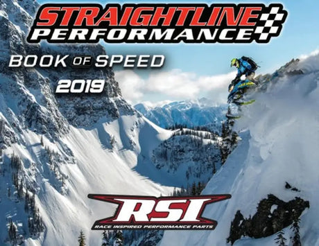 Snowmobile catalog cover featuring SC-14 RSI Gripper Seat Cover White Stitching Pol