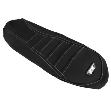 Black ribbed dirt bike seat cover with white stitching for SC-16P RSI Pleated Grip Cover S-D