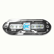 Sleek Bimini Blue underwater light with chrome LED bar and dual-color glow
