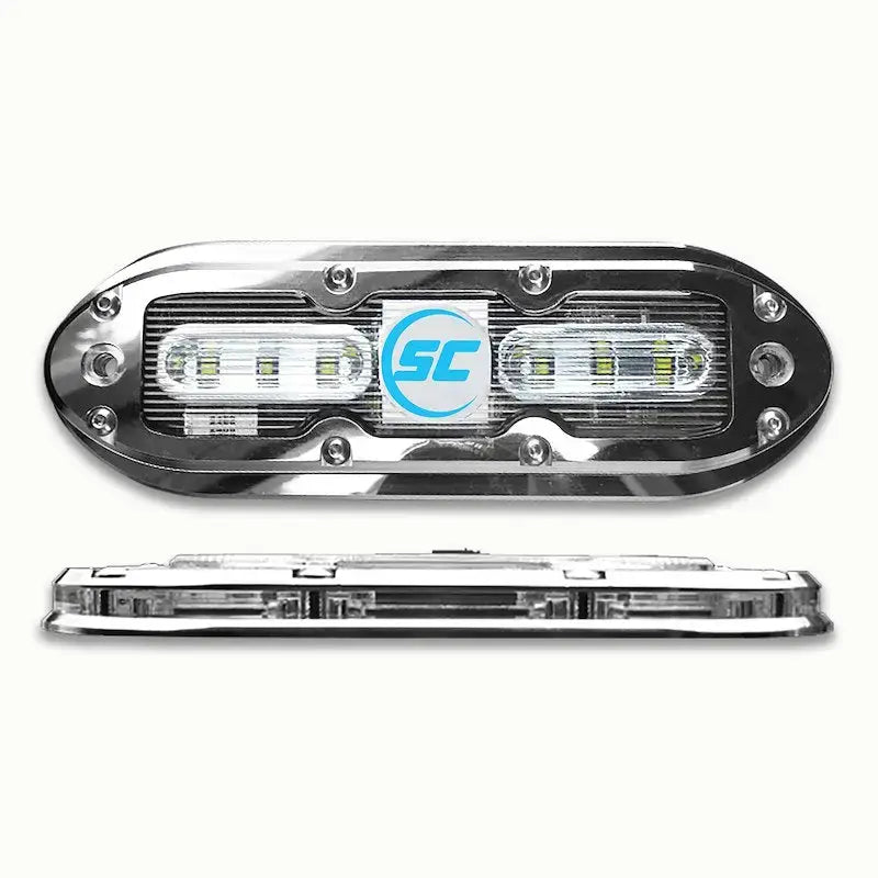 Bimini Blue underwater light with chrome LED bar and SC logo