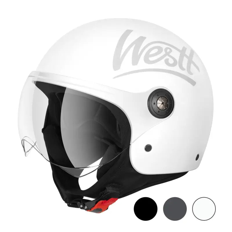 White motorcycle helmet with clear visor from Scorpion Exo E xo-Gt930 Transformer Helmet Silver Md