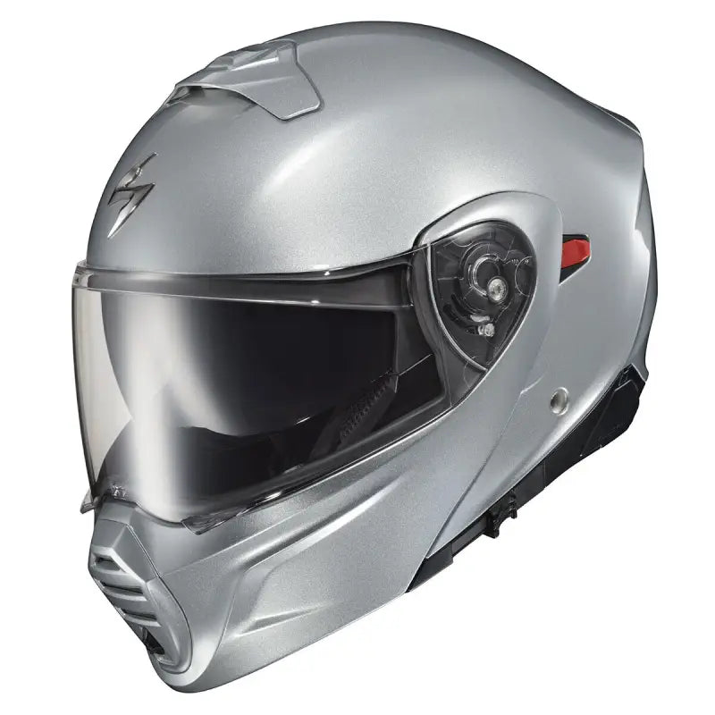 Silver motorcycle helmet with clear visor for Scorpion Exo Exo-Gt930 Transformer Helmet Silver Md