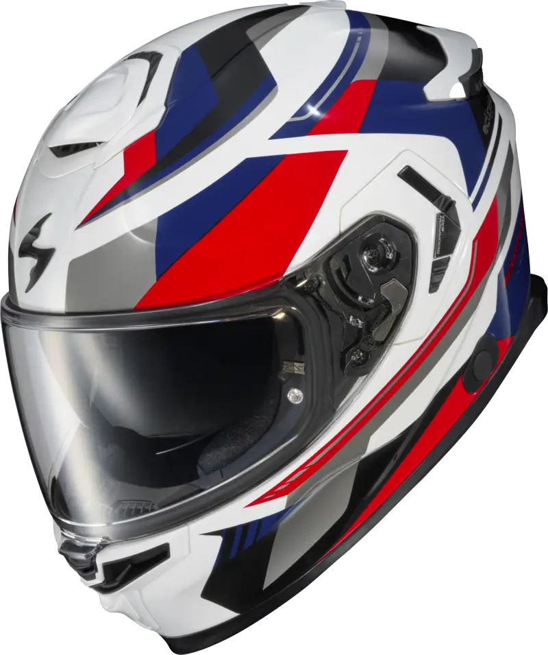 Exo Eclipse Full Face Helmet Lunar White/Red/Blue Lg - SCORPION EXO