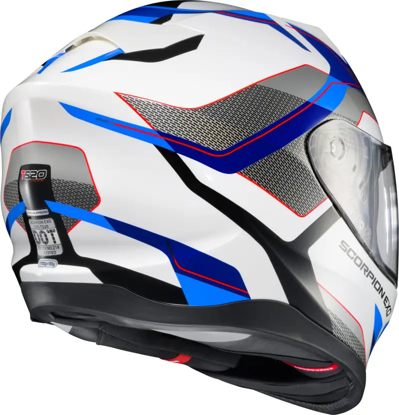 Exo T520 Full Face Helmet Zuse White/Blue Md - SCORPION EXO