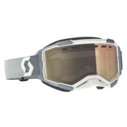 Grey and white Fury Snowcross Goggle with orange mirrored lens for snowboarding style