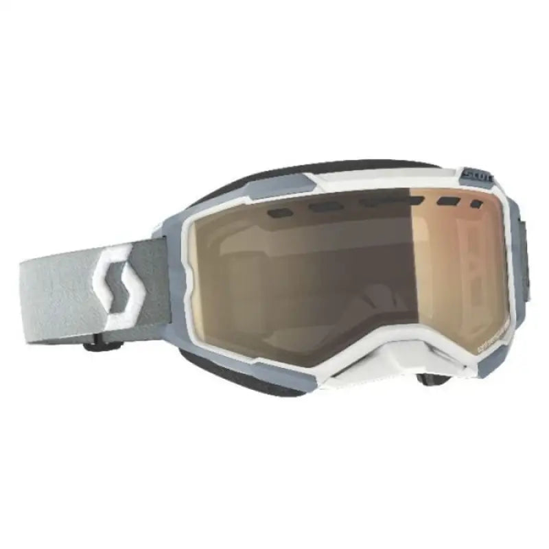 Grey and white Fury Snowcross Goggle with orange mirrored lens for snowboarding style