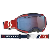 Red and navy blue Fury Snowcross Goggle with reflective lens and matching strap