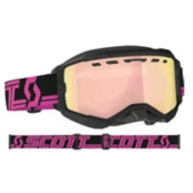Black and pink Fury Snowcross Goggle with Mirrored Enhancer Rose Chrome Lens