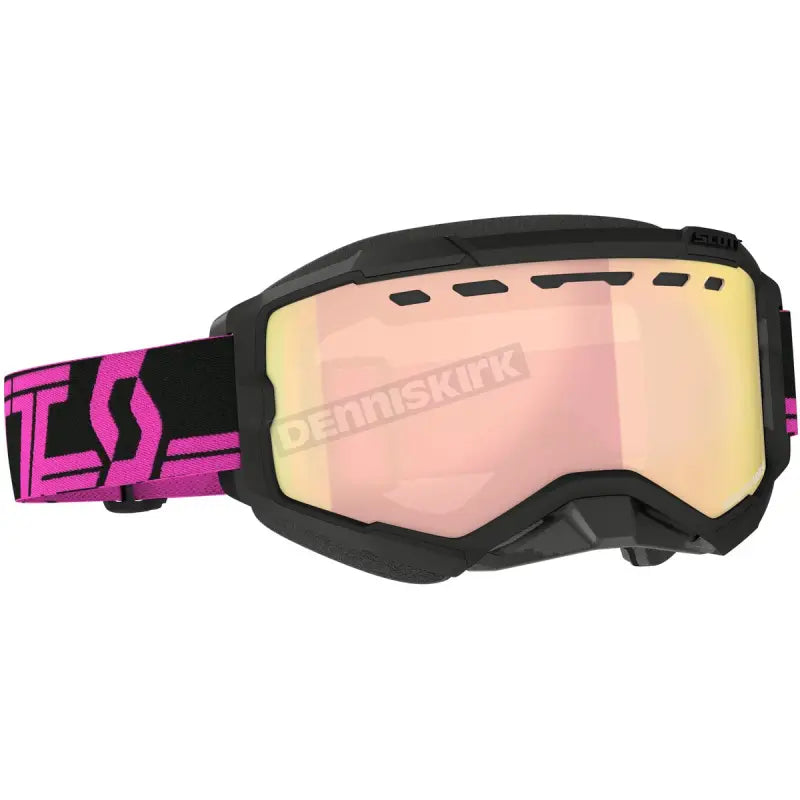 Black and pink Fury Snowcross Goggle with enhancer rose chrome mirrored lens