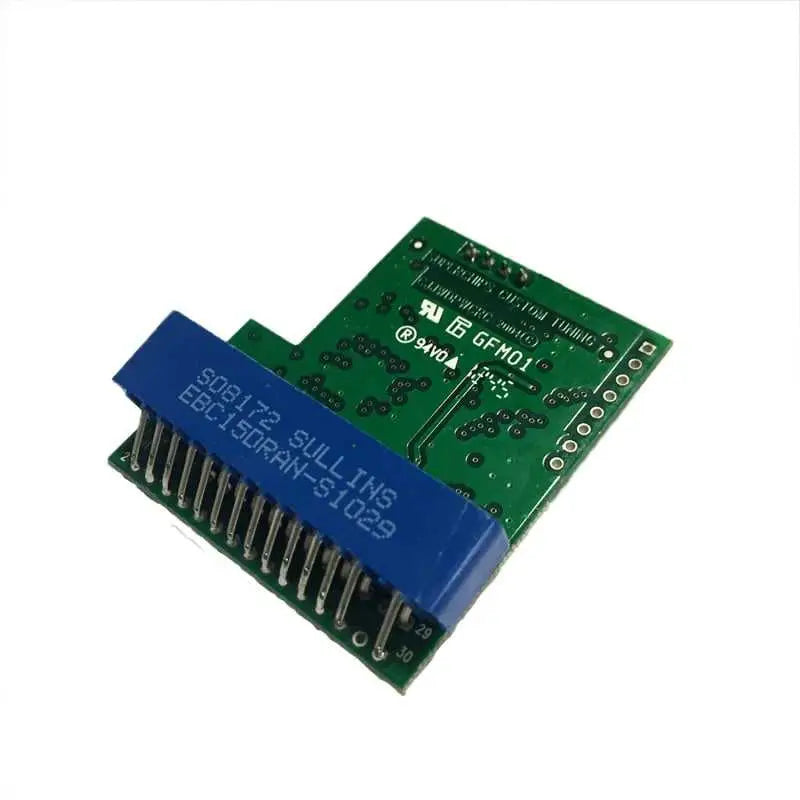 SCT Performance Eliminator 4-Bank E-Prom Chip for Ford EEC-IV & EEC-V, green circuit board with blue connector.