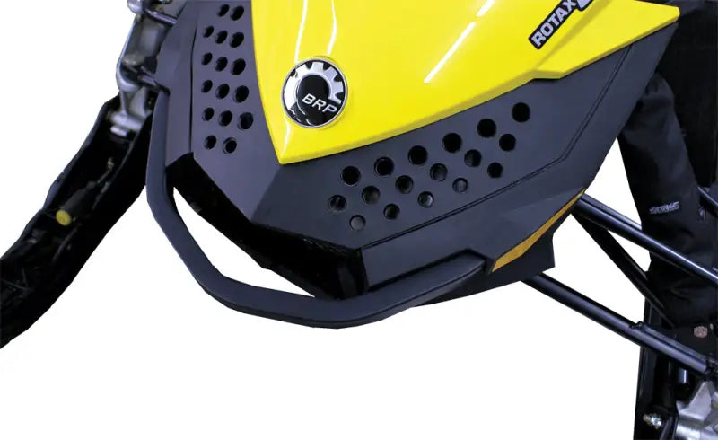 Yellow and black SDFB200-BK Pro Armor custom aluminum snowmobile front fairing bumper