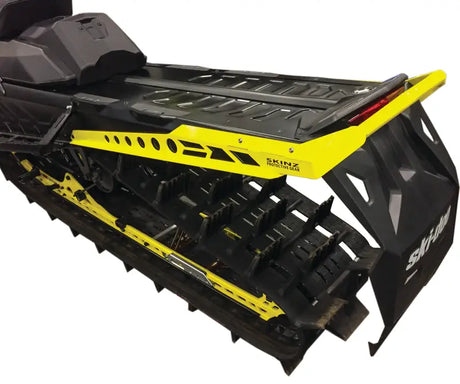 Black and yellow snowmobile track with rear storage rack for SDRB465-LDYLW bumper rear