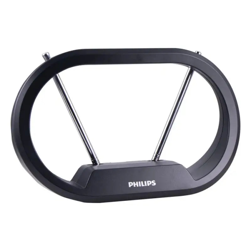 Black oval television antenna with silver rods for Philips HD Passive Antenna SDV7114A