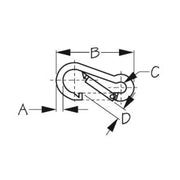 SEA DOG No Supplier Warranty Carabiner 151580-1 - Stainless Snap Hook 3-1